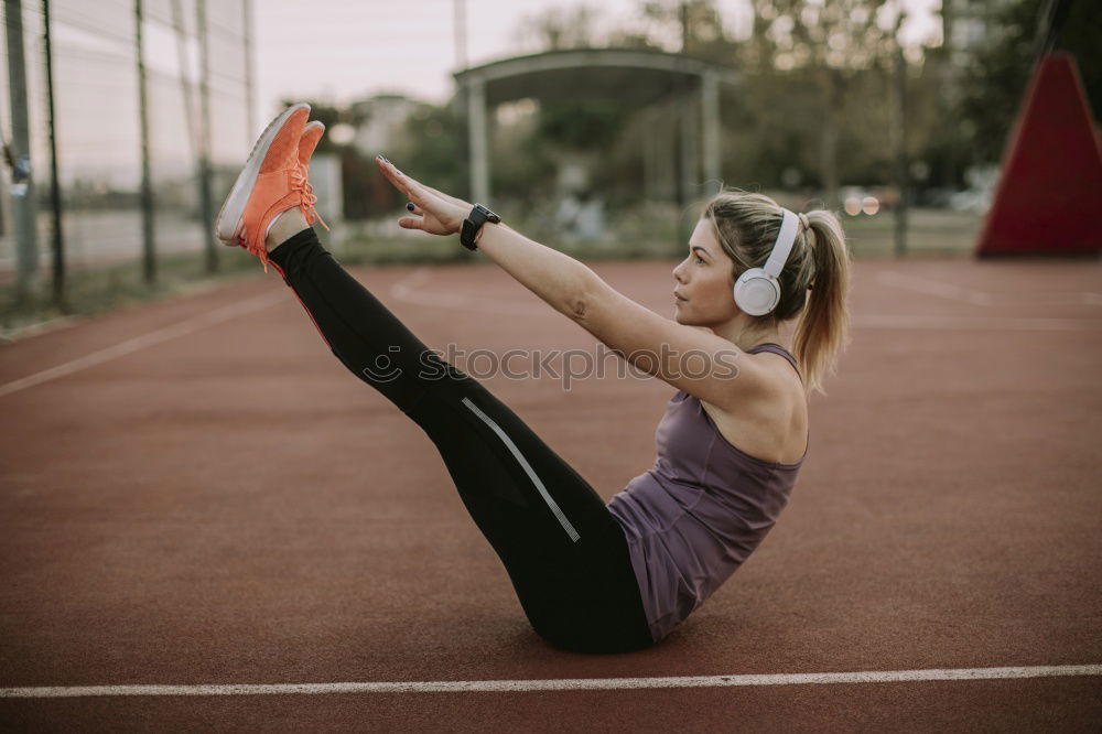 Similar – Image, Stock Photo athletic woman working out outdoors