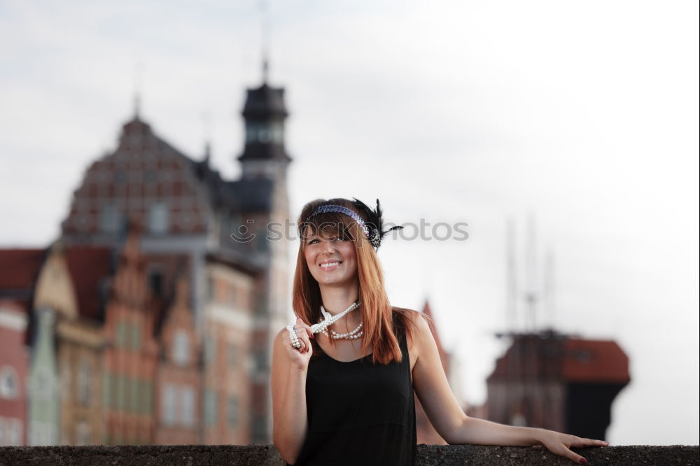 Similar – Young woman at harbor