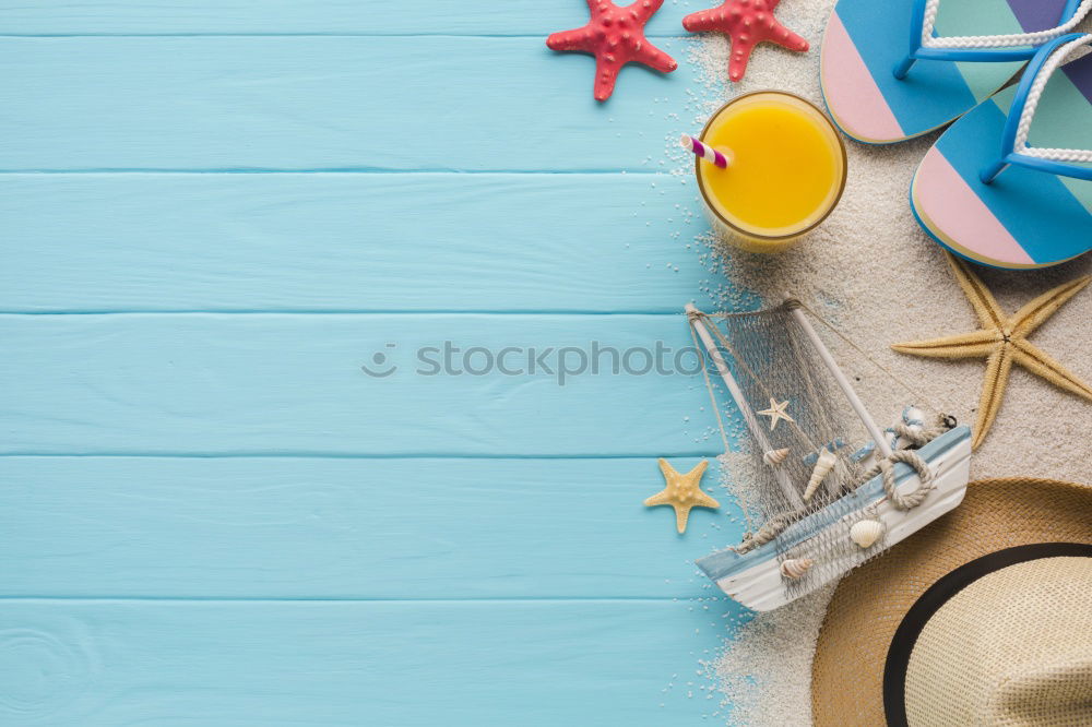 Similar – Image, Stock Photo Summer beach accessories and coconut cocktail