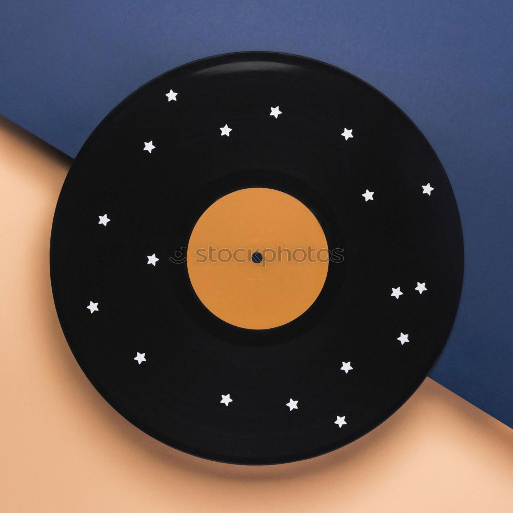 Similar – empty white record cover with LP on yellow