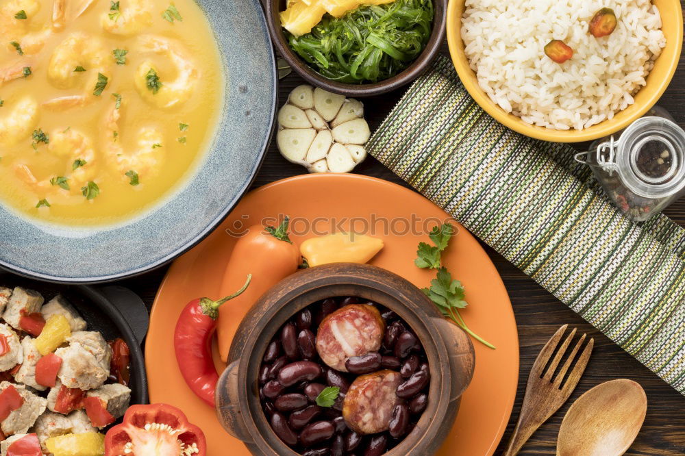 Similar – Image, Stock Photo Balanced diet: beef, steamed vegetables and rice