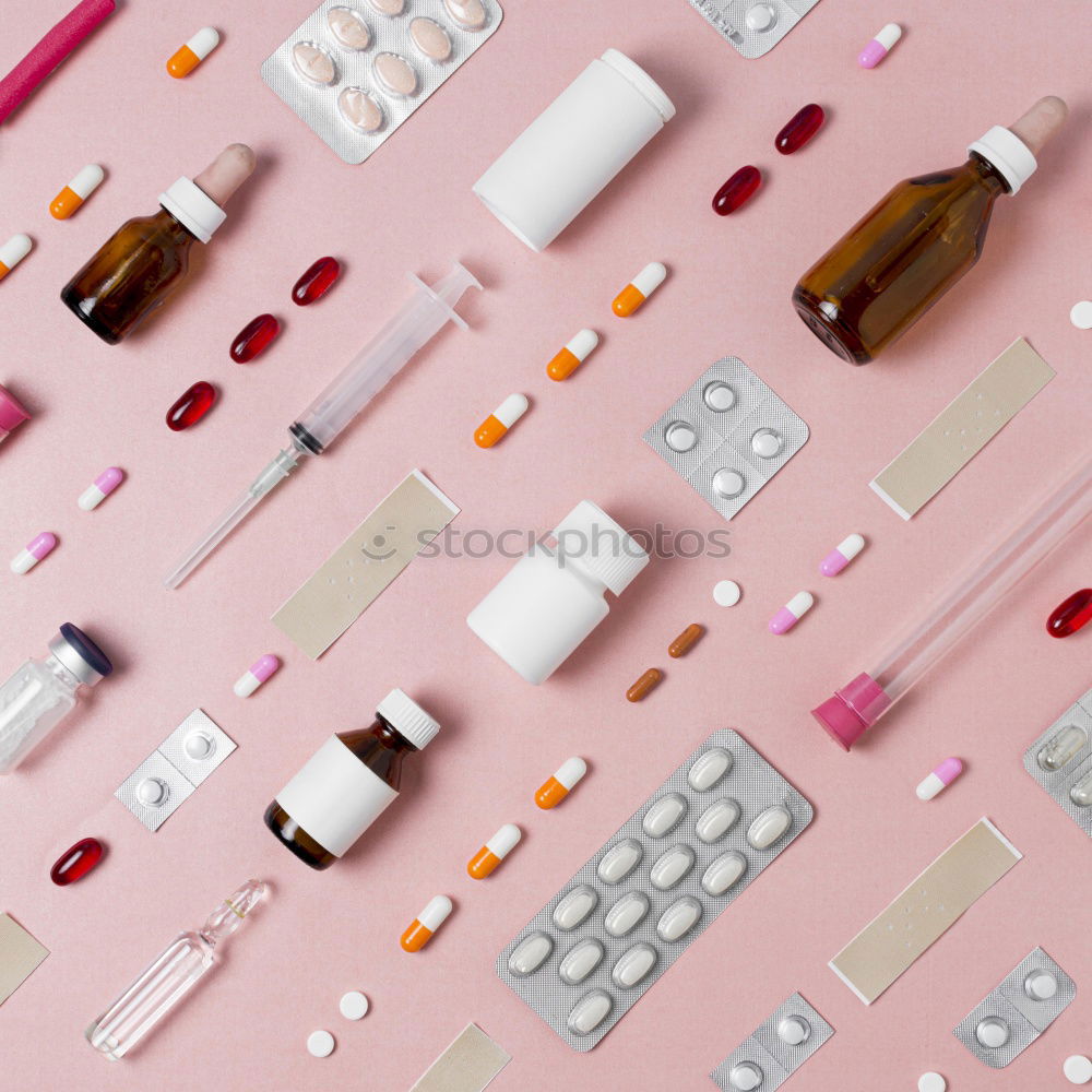 Similar – blank clipboard, medicine bottles, stethoscope, pills