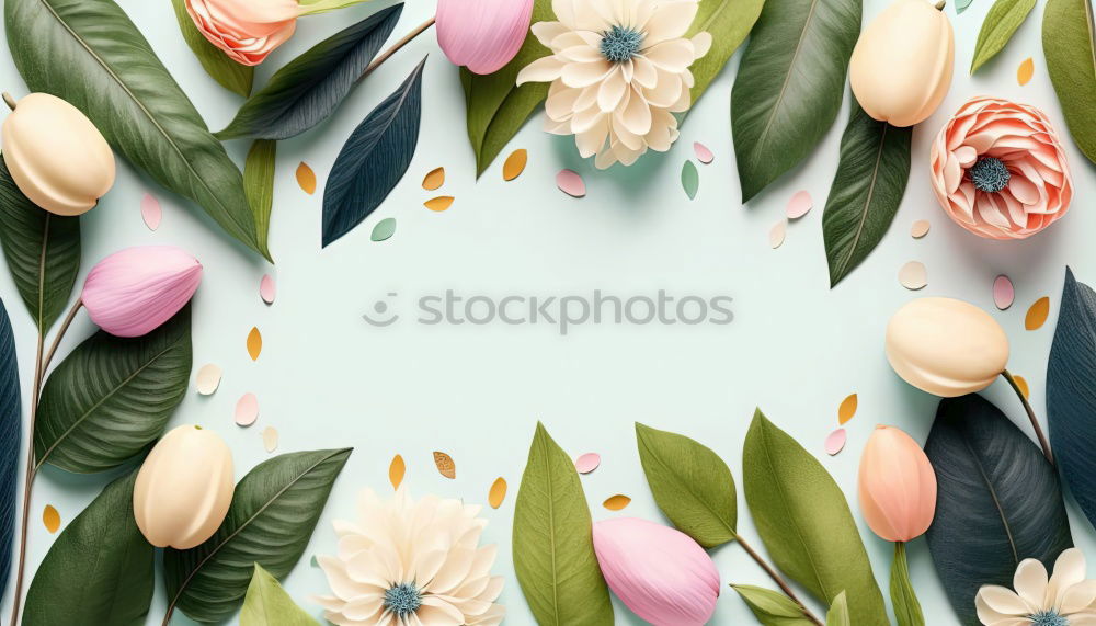 Similar – Beautiful flowers on a turquoise background