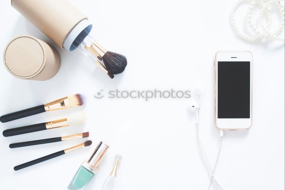 Similar – Image, Stock Photo Flat lay of woman bag open out with cosmetics