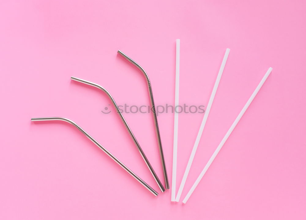 Image, Stock Photo reusable stainless steel straw with plastic straw