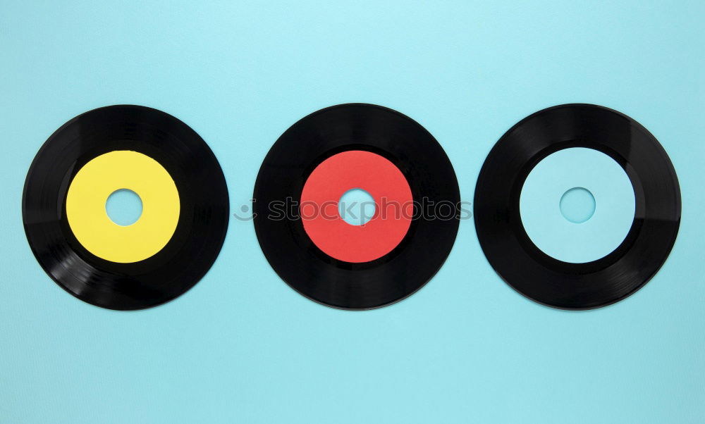 Similar – empty white record cover with LP on yellow