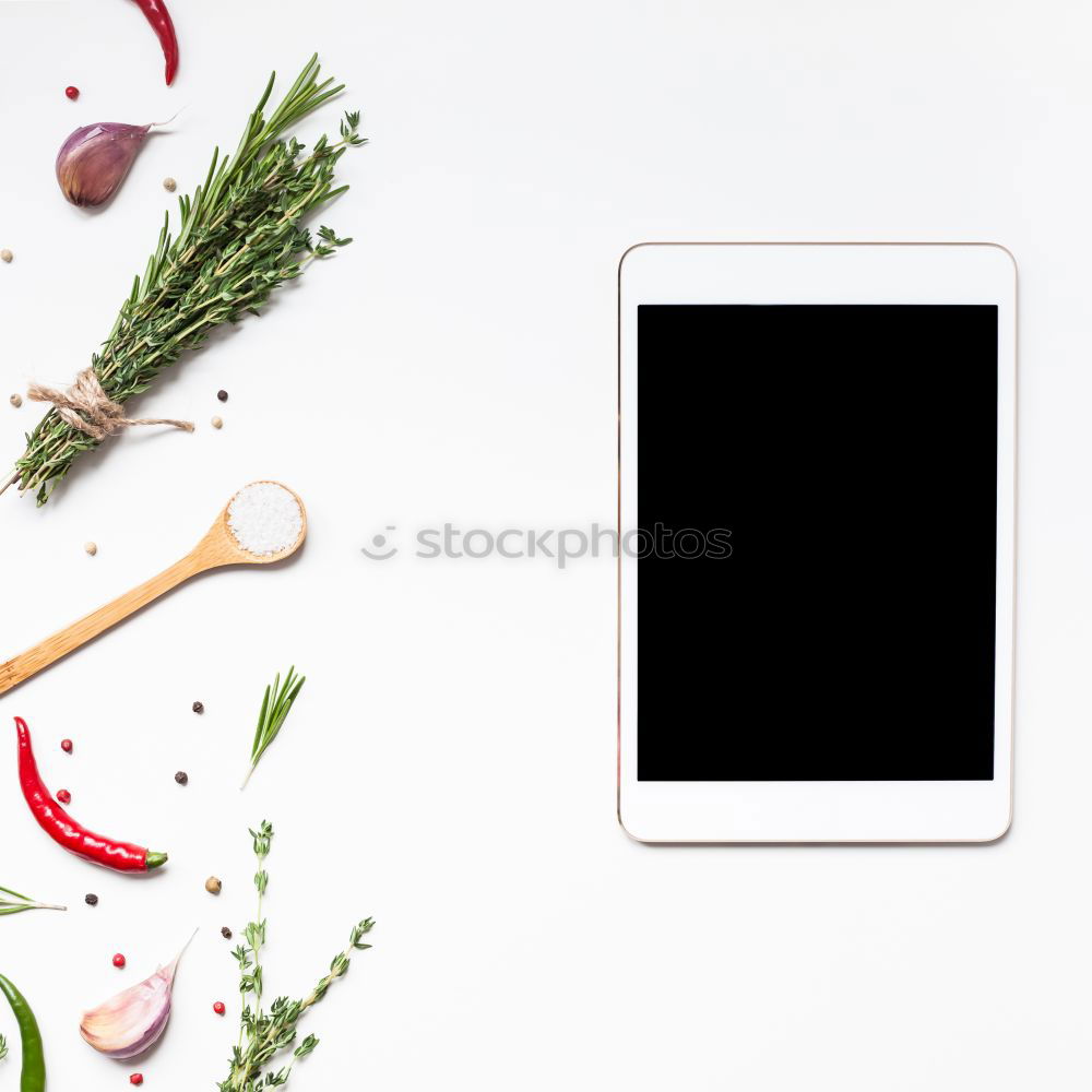 Similar – Healthy food and tablet on white tablet