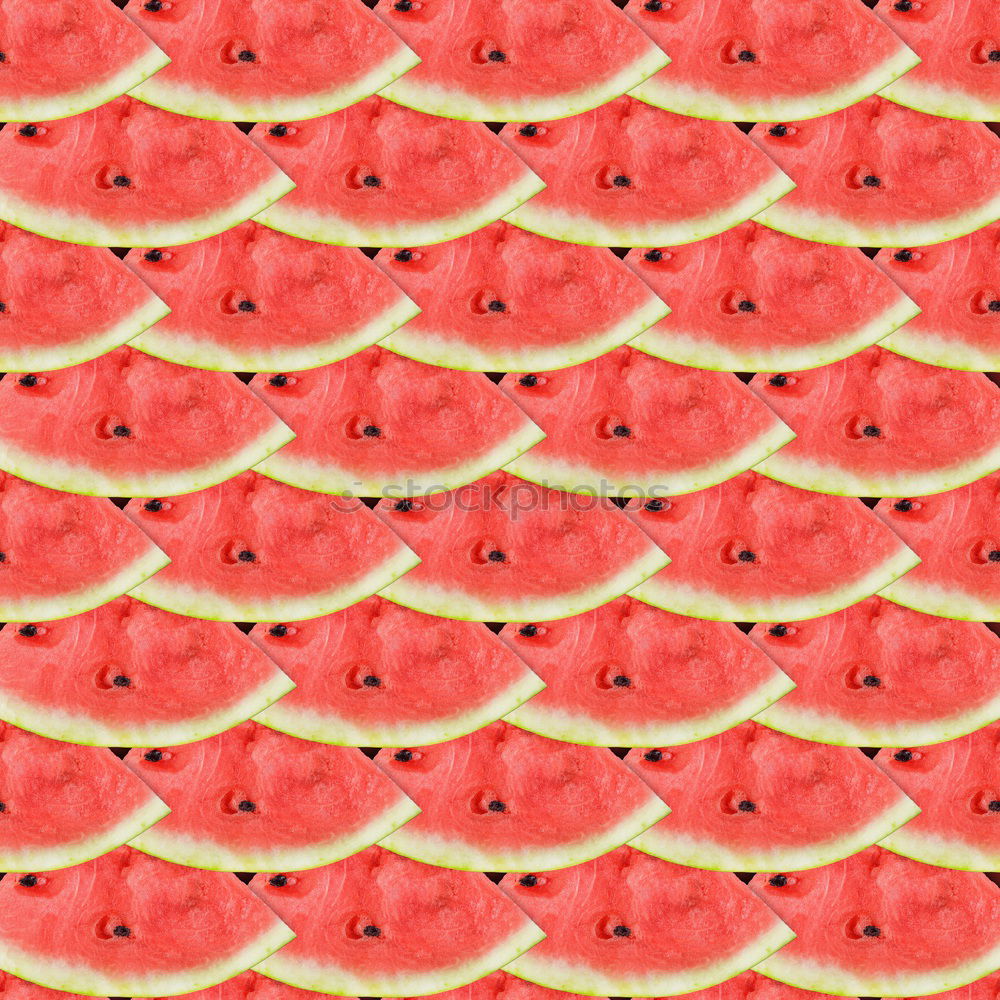 Pattern red watermelon on background. Flat lay, top view