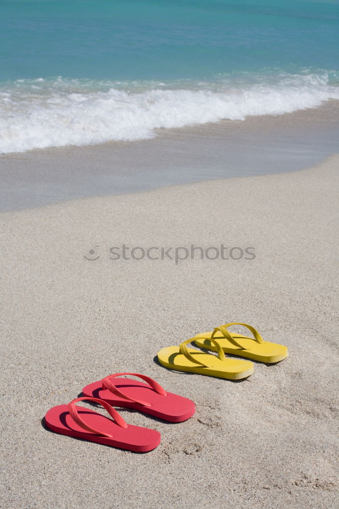 Similar – Image, Stock Photo Slippers in the sand on the beach