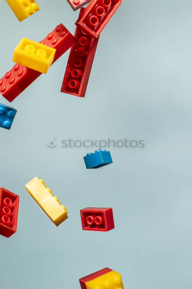 Image, Stock Photo Floating Plastic geometric cubes in the air. Construction toys