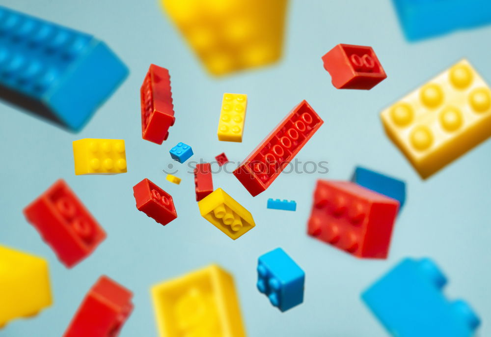 Image, Stock Photo Floating Plastic geometric cubes in the air. Construction toys