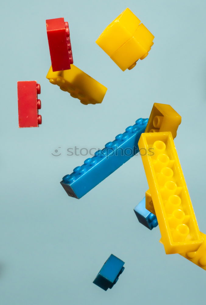 Image, Stock Photo Floating Plastic geometric cubes in the air. Construction toys