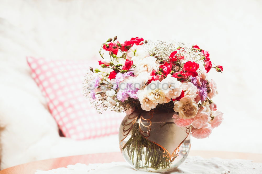 Similar – Image, Stock Photo Flowers and heart decor in vase