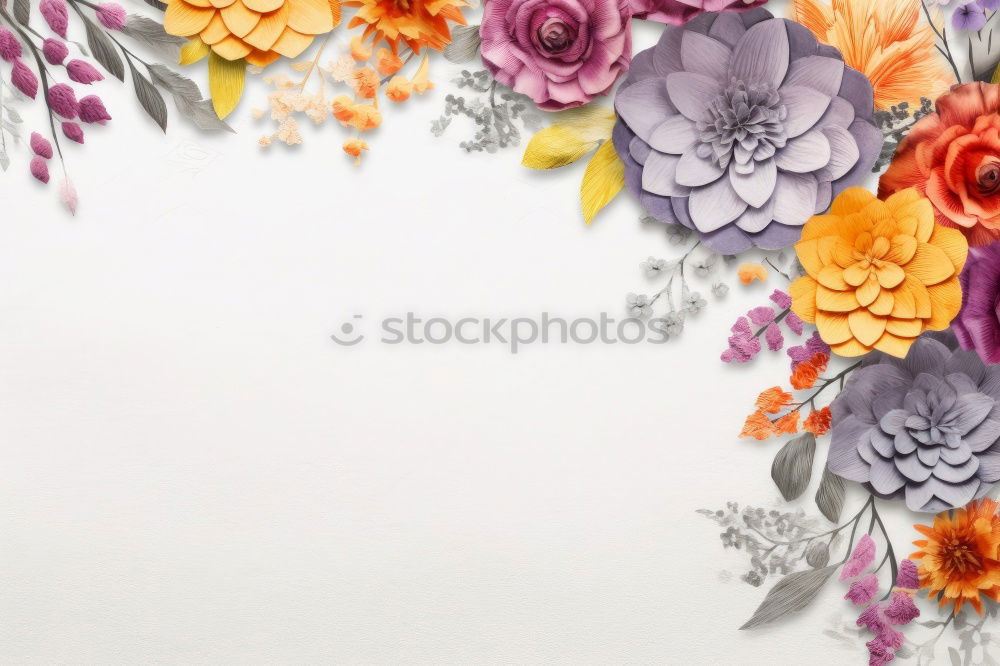 Image, Stock Photo Coffee cup with bouquet and empty paper card