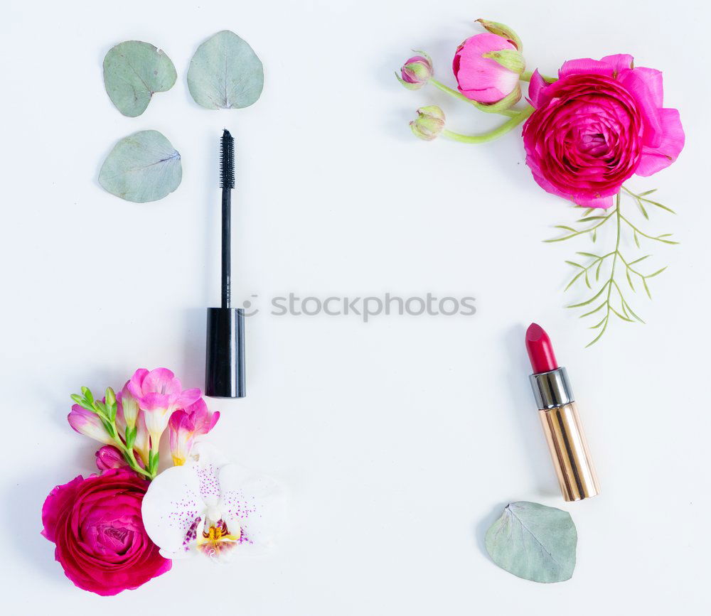 Similar – Glänzende Make-up-Produkte und Accessoires auf Rosa