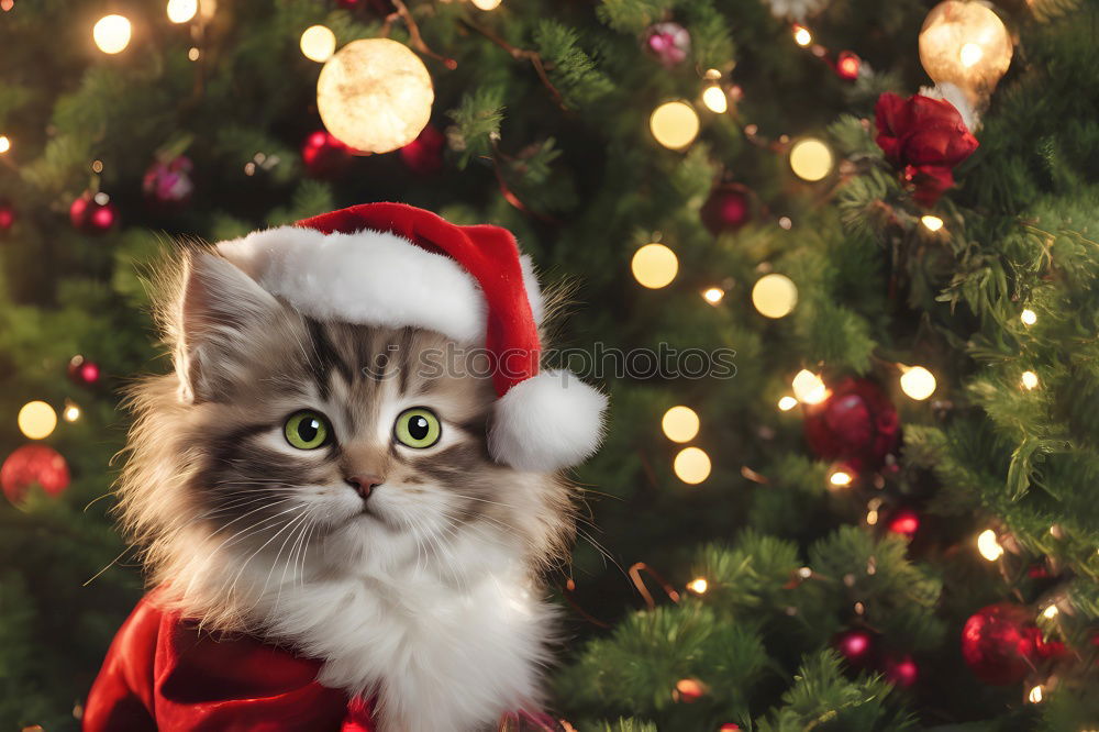 Similar – Foto Bild Katze in einer Weihnachtsmütze