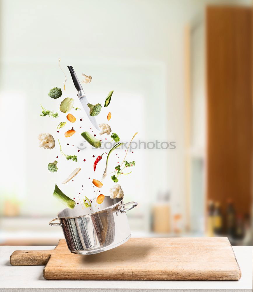 Image, Stock Photo Flying cooking ingredients for vegetable broth or soup