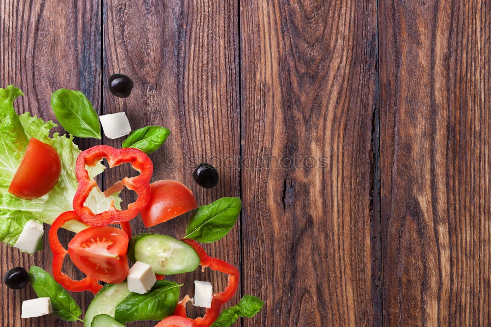 Similar – Image, Stock Photo Cherry tomatoes, basil and olive oil