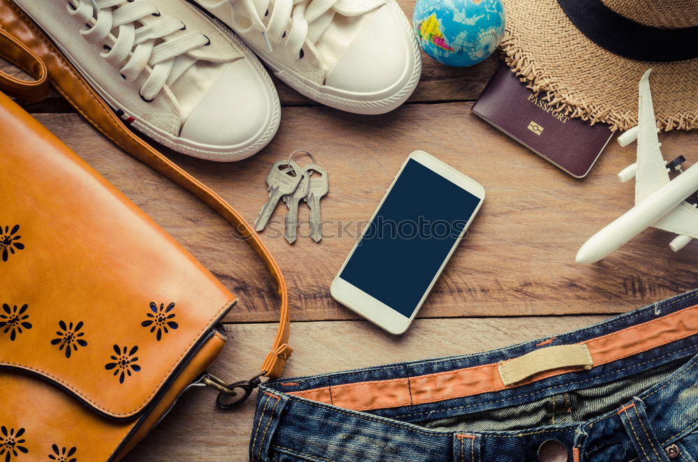 Similar – Image, Stock Photo Packed suitcase for the beach holiday