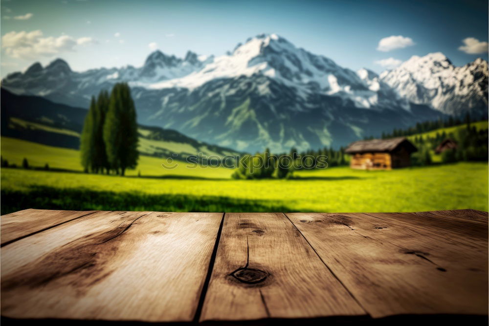 Similar – View of backpack and mountains