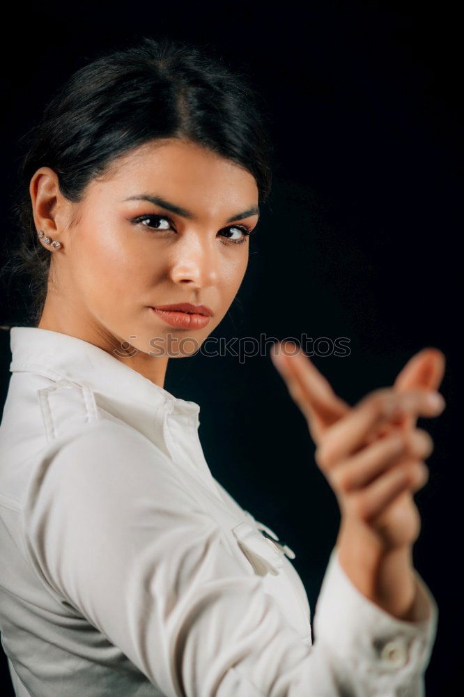 Beautiful young woman with very short haircut