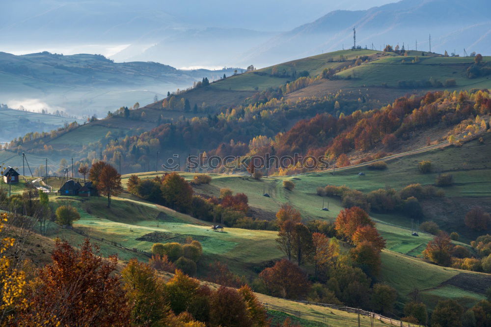 Similar – Green hills in mountain valley. Spring landscape