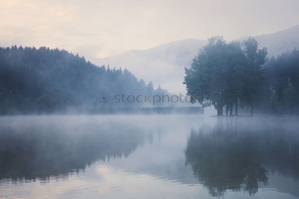 Similar – Autumn September foggy morning in mountains