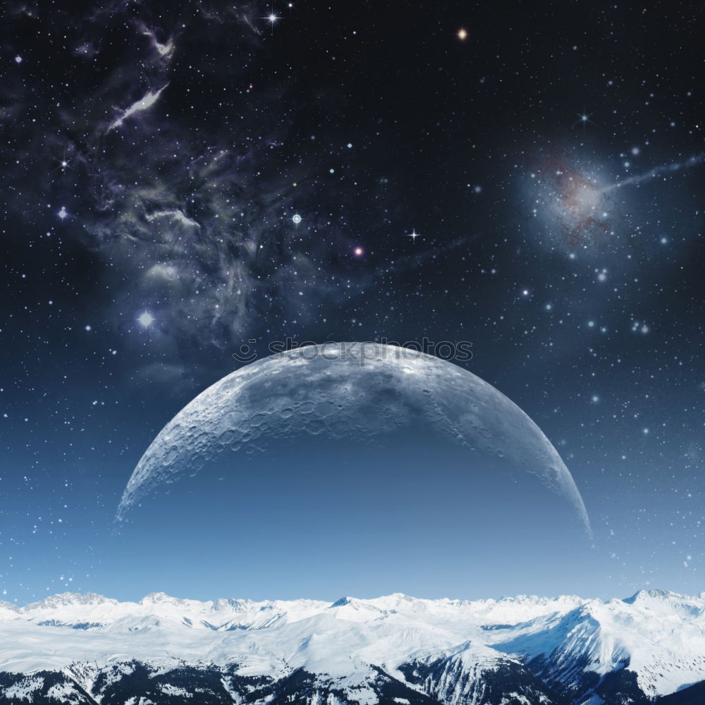 Similar – Image, Stock Photo Alpine peak with moon Moon