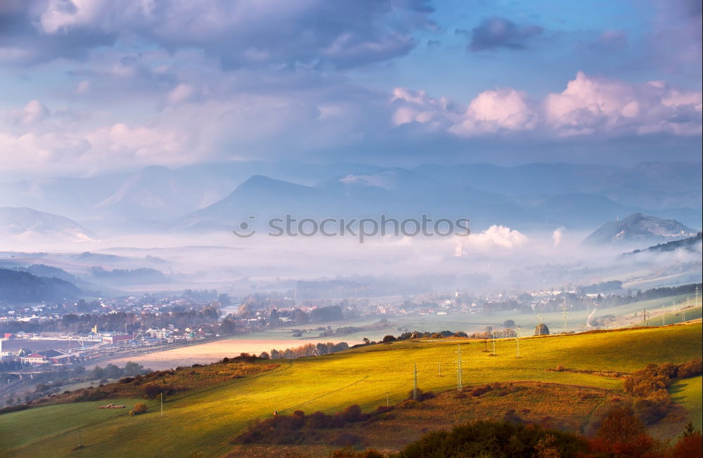 Similar – November misty morning in mountains