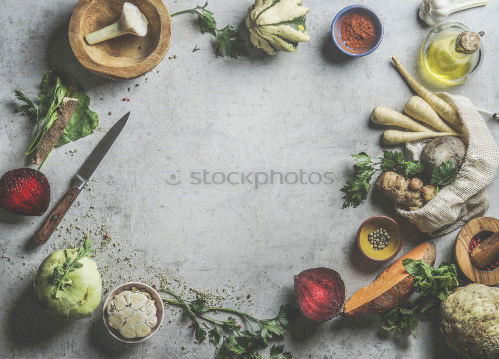 Similar – Image, Stock Photo Various traditional asian ingredients for tasty vegetarian cooking : mushrooms , vegetables and spices, top view, flat lay. Chinese or Thai cuisine. Vegan food. Healthy nutrition concept.