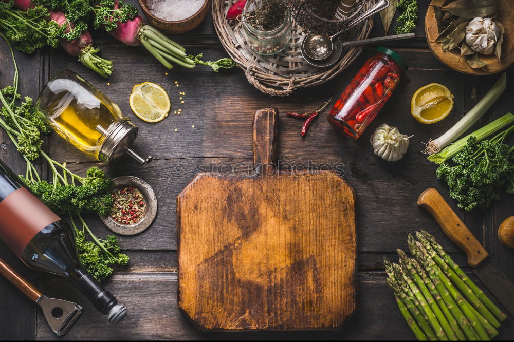 Cutting board background with meat ingredients