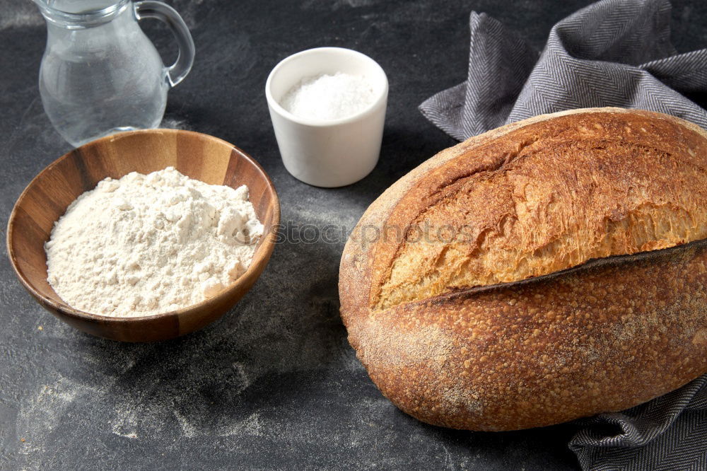 Similar – Image, Stock Photo baked round white wheat bread