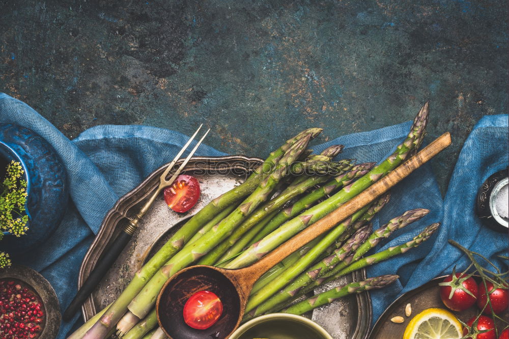 Similar – Image, Stock Photo Green asparagus with ham on plate