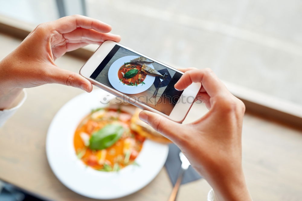 Similar – Image, Stock Photo Hands taking shot of appetizing dish