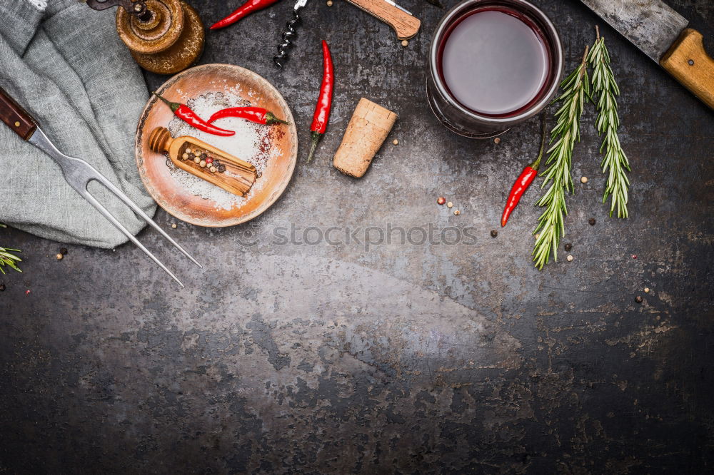 Image, Stock Photo Camembert with berries and sauce on a rustic background