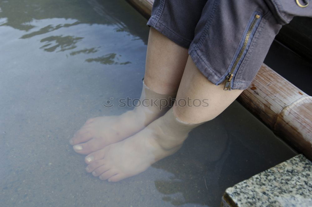 Similar – Men’s legs in water while treading water with jeans rolled up