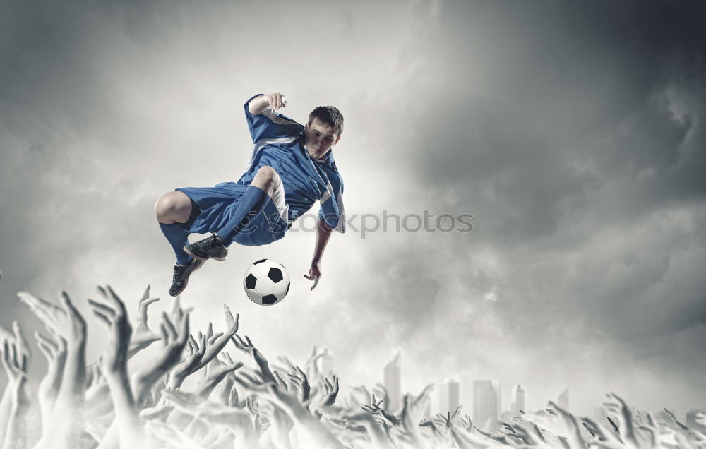 Similar – Young little boy playing in the field with soccer ball. Concept of sport.