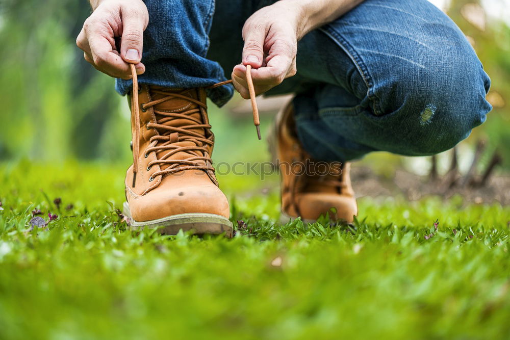 Similar – Image, Stock Photo Close up of a gardener standing in a garden with his tools