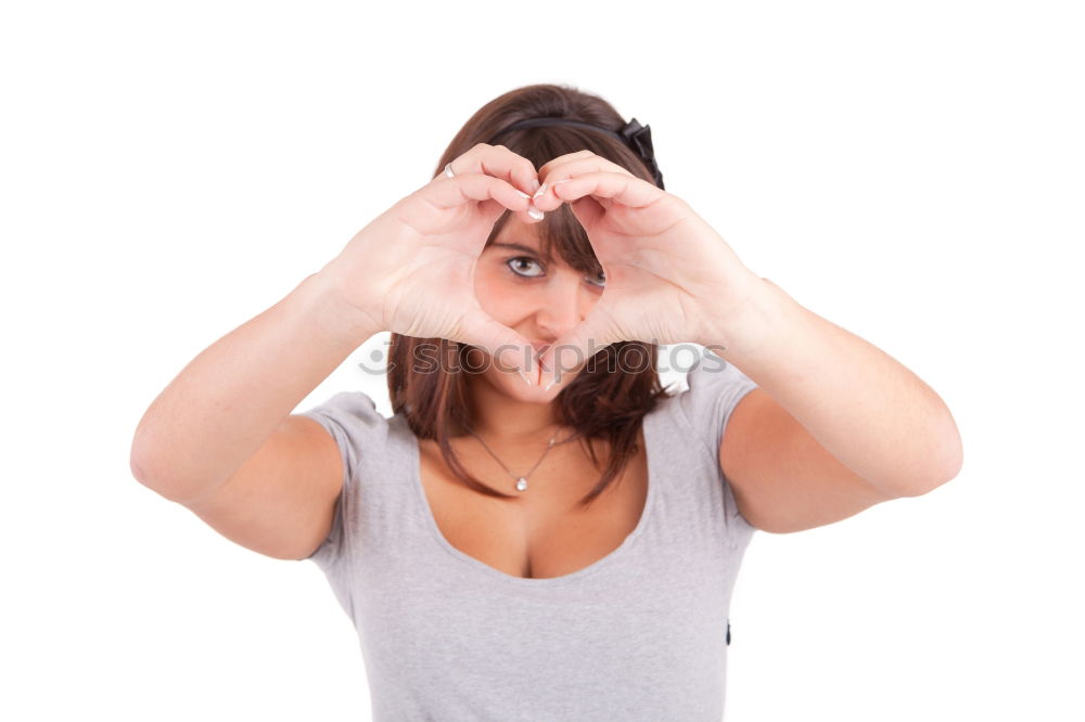 Similar – Image, Stock Photo Close up focus woman hands show love symbol