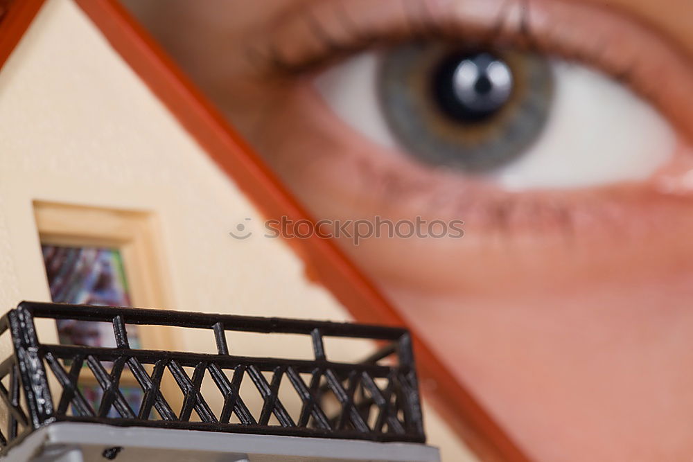 Similar – Image, Stock Photo Young man looks curiously over a barrier