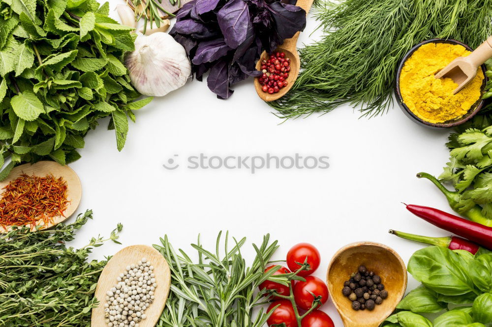 Similar – Green noodles with green cabbage pesto and grilled tomatoes