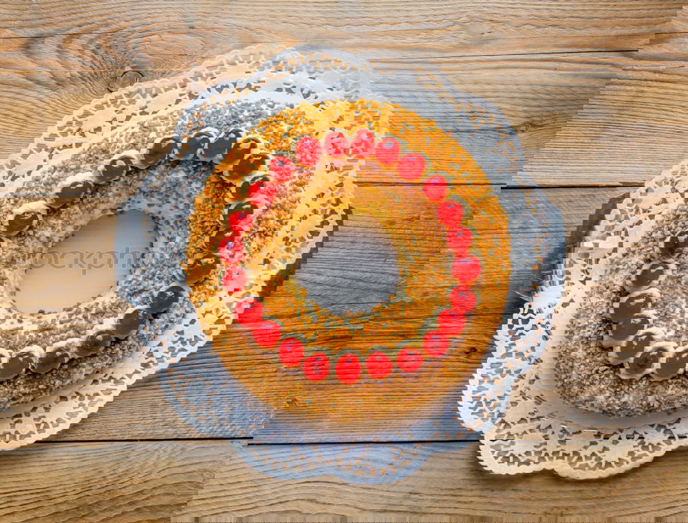 Similar – Image, Stock Photo Frankfurt wreath with cherries on turquoise wood