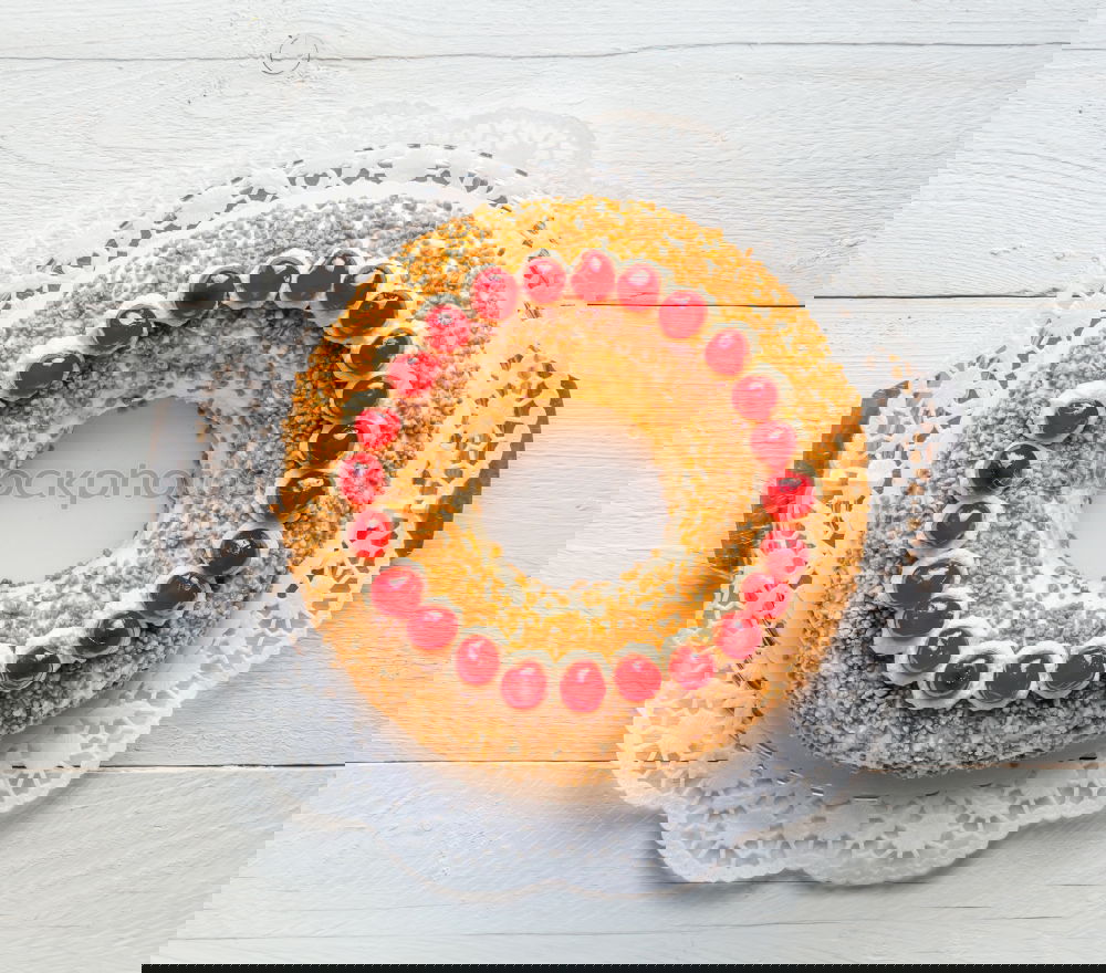 Similar – Image, Stock Photo Frankfurt wreath with cherries on turquoise wood