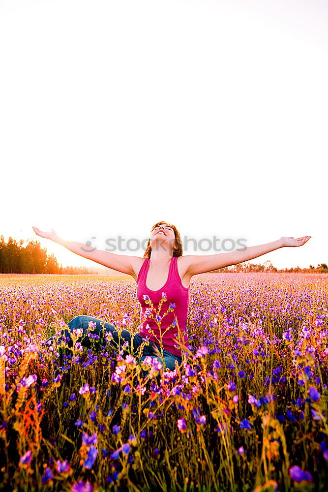 Similar – Image, Stock Photo Man jumping on sunny field