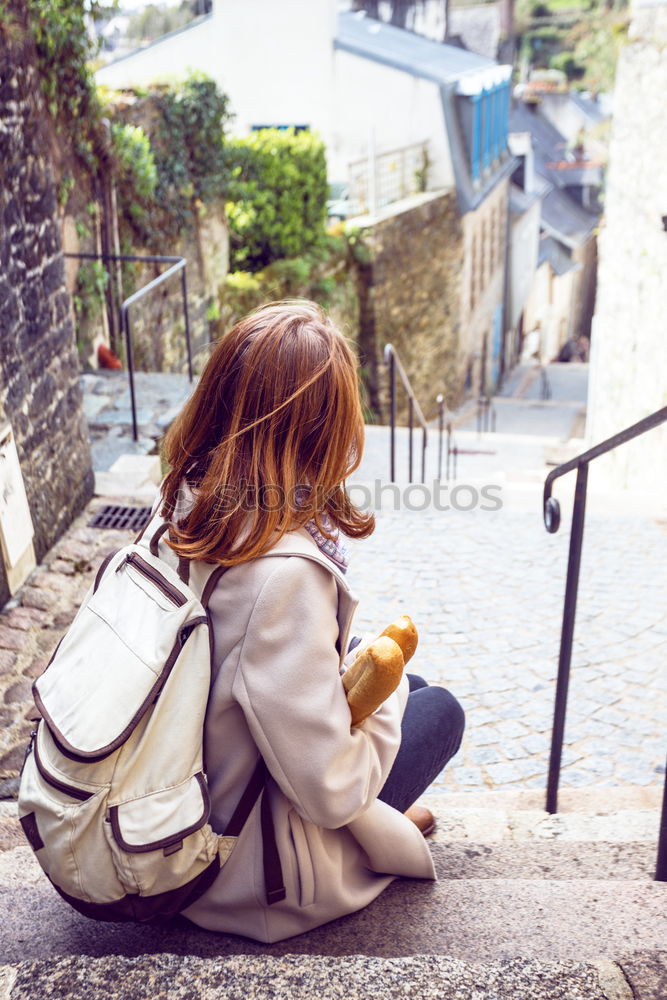 Similar – Image, Stock Photo Young pretty woman on stairs