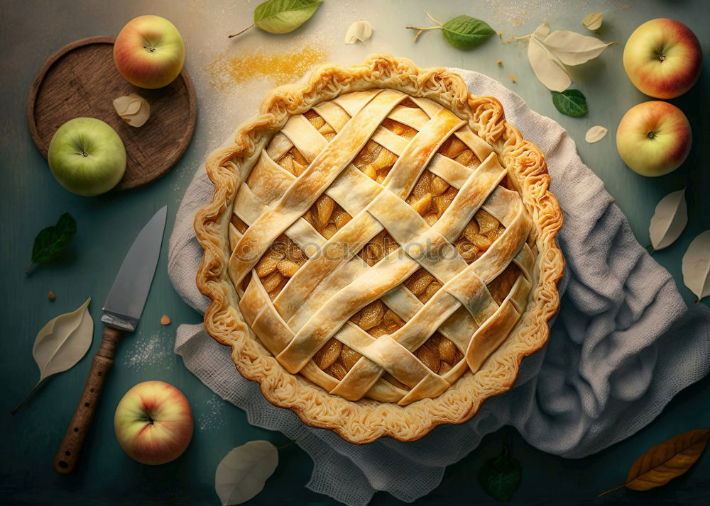 Similar – Image, Stock Photo Preparation of an apple pie on wooden table