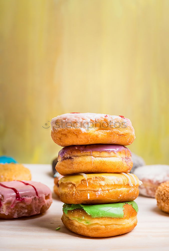 Freshly baked donuts with glaze