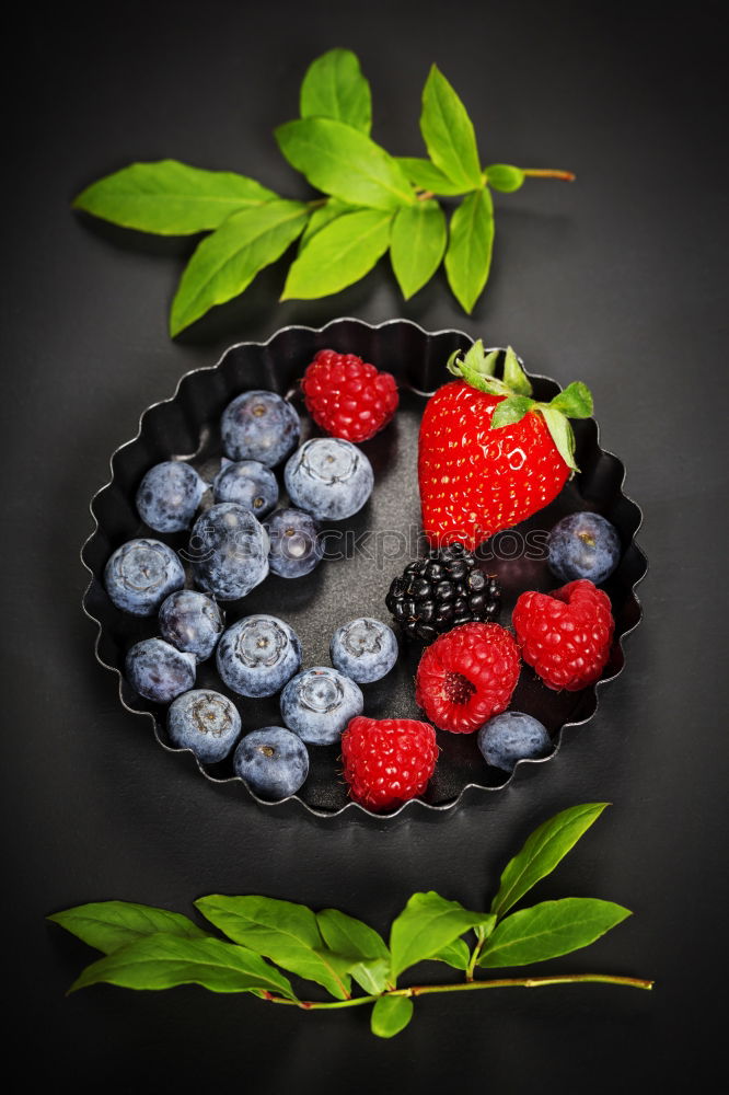 Image, Stock Photo Summer berries ice cream in blue plate