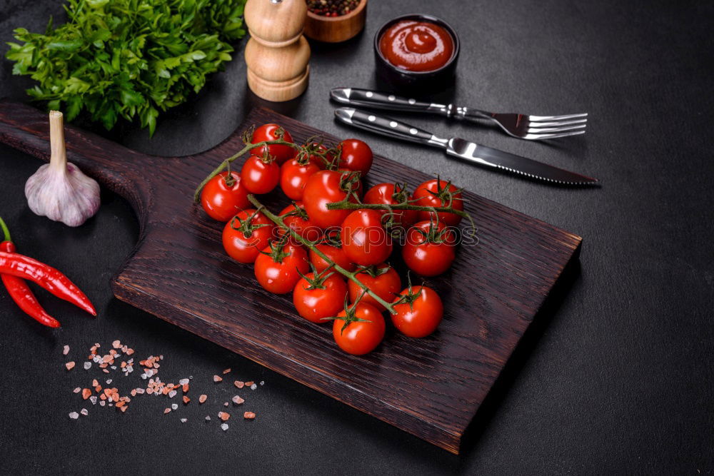 Similar – Image, Stock Photo empty kitchen cutting and fresh red cherry tomatoes