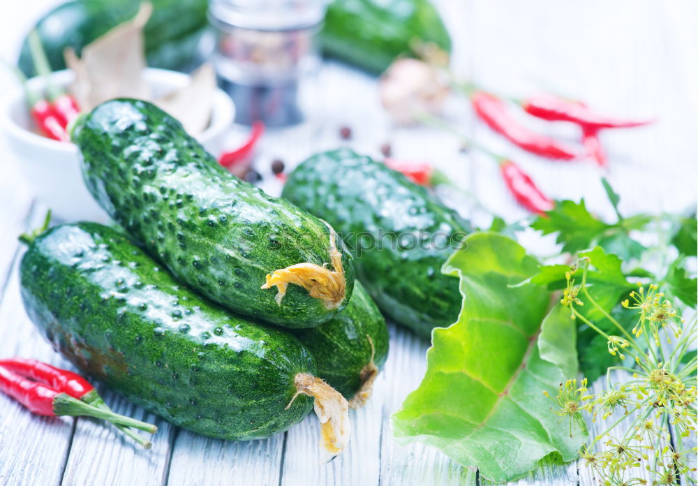 Similar – Pickling cucumbers with home garden vegetables and herbs